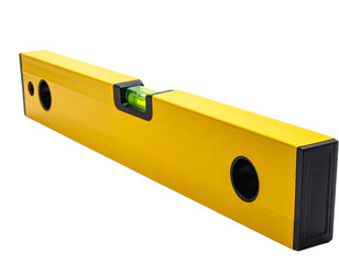 Yellow spirit level tool isolated on transparent background for construction and design projects
