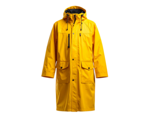 Yellow raincoat isolated on transparent background weather protection concept