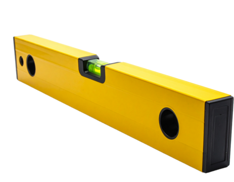 Yellow spirit level tool isolated on transparent background for construction and design projects - Powered by Adobe