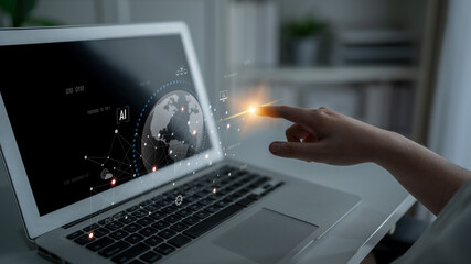 Global AI network showing connection between AI, global, and network elements across the digital world and data infrastructure Latch