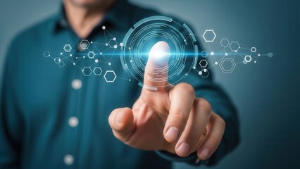 Index finger reaching forward to select virtual interface element