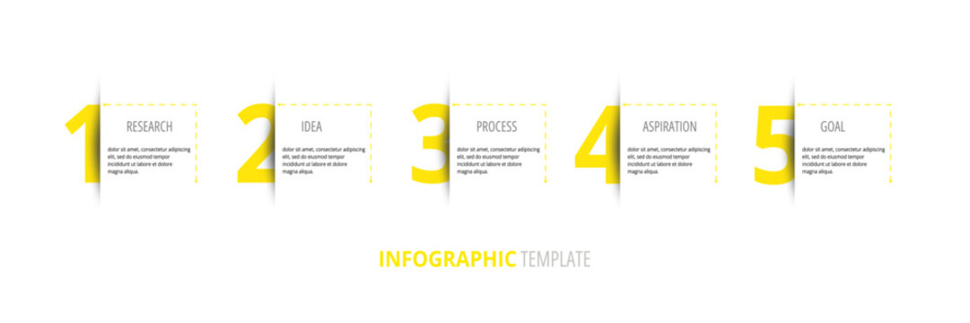 Modern Infographic Template with Five Steps or Sections for Presentation or Report.
