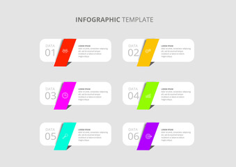 Colorful Infographic Template with Six Steps for Business Presentations.