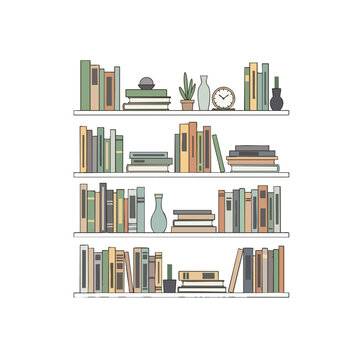 Colorful Bookshelves with Decorative Items