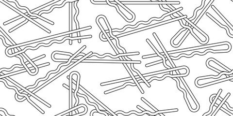 Seamless bobby pin pattern. Hairpin line art illustration for fashion and beauty design