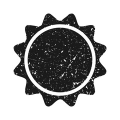 Post stamp, label or badge. Grunge imprint and postmark. Brown vintage circle postcard watermark. Used envelope design element. Vector illustration