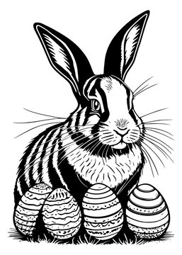 Easter Bunny and Eggs Illustration