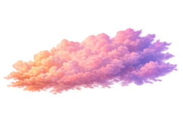 Fototapeta premium Colorful fluffy cloud of pastel pink, orange, and purple hues with a gradient blending across the soft sky element