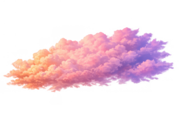 Colorful fluffy cloud of pastel pink, orange, and purple hues with a gradient blending across the soft sky element