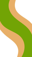 Abstract Green and Beige Curved Lines on White Background