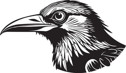 Obraz premium Crow Raven Black Bird Head Illustration