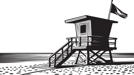 Lifeguard Tower at the Beach Illustration