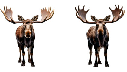 set of moose isolated on a transparent background Generative AI