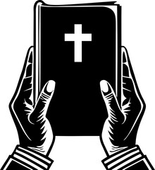 Hand Holding Christian Bible Illustration