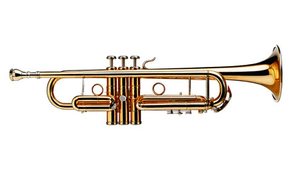 Fototapeta premium Shiny Brass Trumpet, with Silver Accents and Valves, isolated on a white or transparent back.png