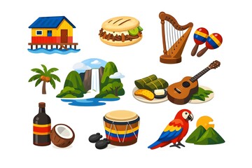 Venezuelan cultural icons vector set for corporate visuals