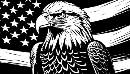 American Flag and Eagle Illustration