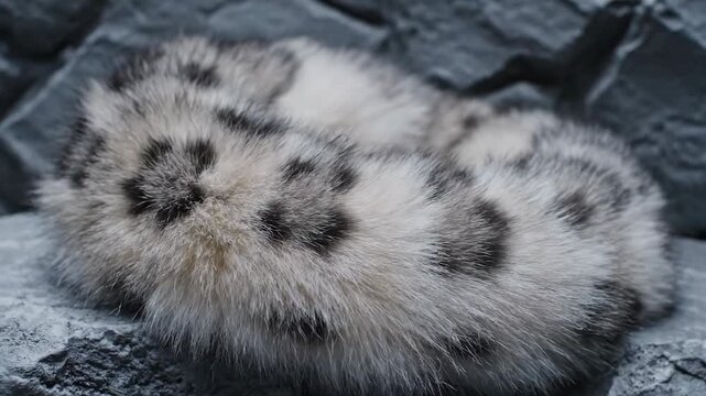 The Fluffiest Snow Leopard Cub Napping In The Mountains