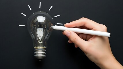 Hand drawing light bulb idea concept.