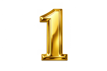 Number one gold glossy metal rendering representing achievement, success, and winning in competitive challenges