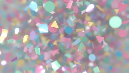 Pastel confetti explosion with soft focus and pastel color palette, celebration background