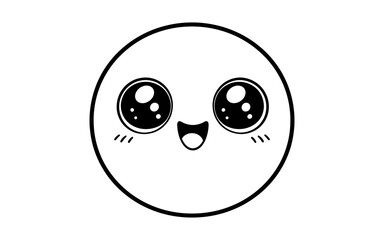 Fototapeta premium Minimalist kawaii smiley face with big eyes and cheerful expression
