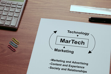 A dummy document of the MARTECH is on the desk, along with a calculator and a pen.