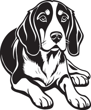Beagle Dog Black and White Illustration