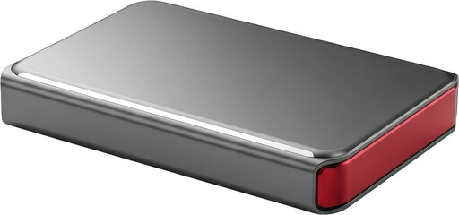 Modern portable external hard drive with red accent