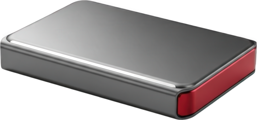 Modern portable external hard drive with red accent