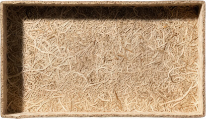 Sustainable cardboard box filled with mycelium-based packing material