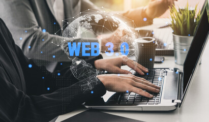 The network architecture of the global Web 3.0. A concept of a worldwide, interconnected, and decentralized digital infrastructure for the future. Motif