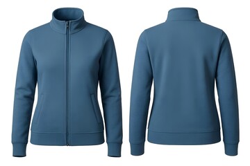 Blue women's jacket mockup, white isolated background