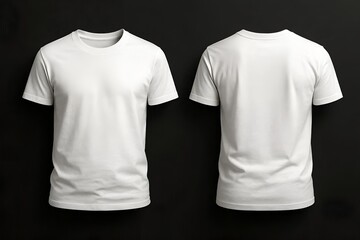 White t-shirt mockup, dark isolated background