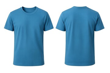 Blue t-shirt mockup, white isolated background