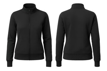 Black women's jacket mockup, white isolated background