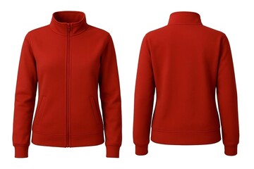 Red women's jacket mockup, white isolated background
