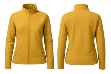 Yellow women's  jacket mockup, white isolated background