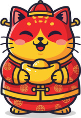 Red and yellow bowl with chinese symbol decoration close-up