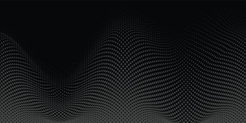 Fototapeta premium Abstract Black Wave Pattern With Gray Dots — Digital Background For Tech, Design, And Visuals