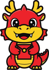 Abstract red figure with yellow feet on white background