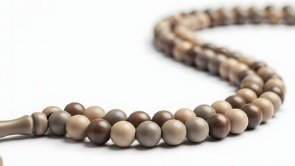 Obraz premium Ramadan: Prayer Beads Close-Up Isolated on White Background