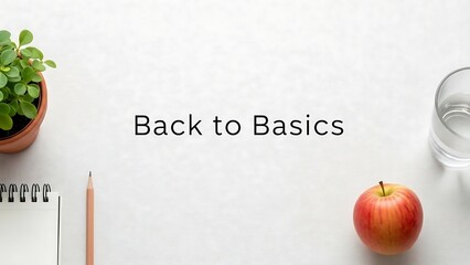 Still life with fruit and stationery.