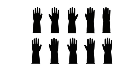 Fototapeta premium A pattern of black gloves on a white background creates a striking visual.