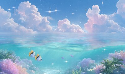 Frutiger Aero style background, generation AI 