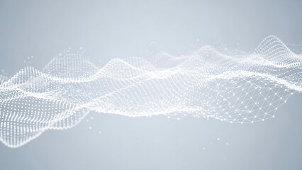 White wave network on gray background.