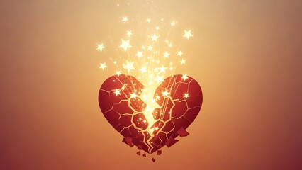 cracked paper heart pieces transforming into stars flying upward expressive metaphor of healing after conflict