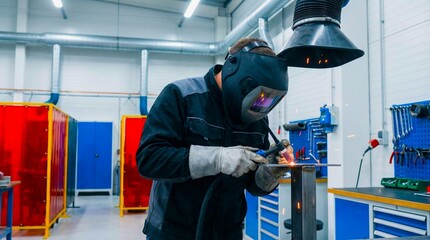 a welder working carefully in a controlled environment