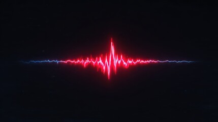 Abstract soundwave graphic design in vibrant red and blue colors.