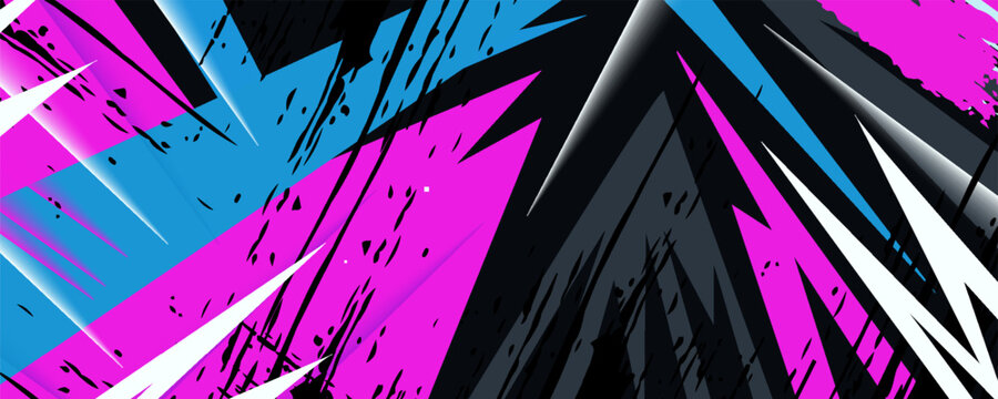 Sports racing texture background. Geometric pink blue pattern vector illustration